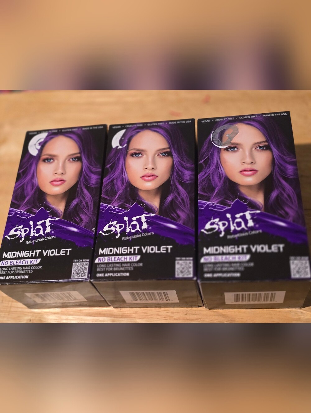 Swt Of 3 Splat Midnight Violet No Bleach Hair Color - Deep Purple Shade